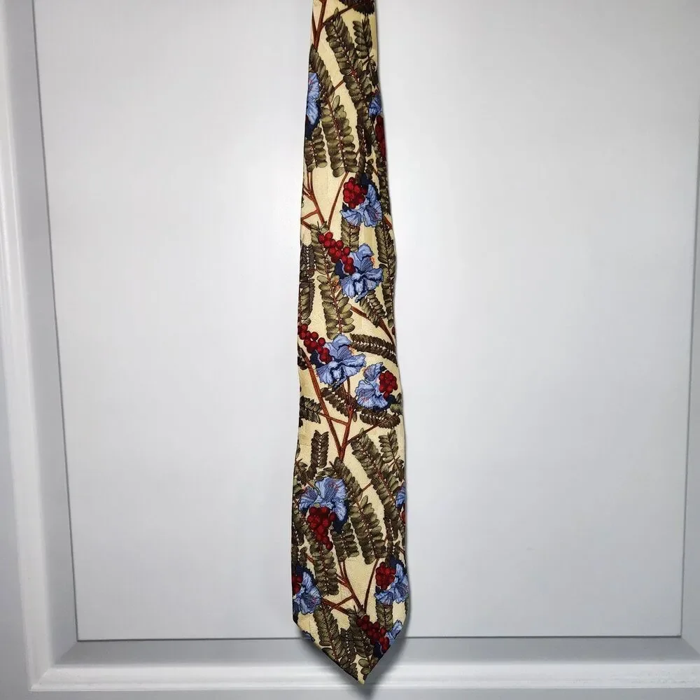 Tango Max Raab Floral Botanical Silk Tie Vintage Designer Multi-Color Men's Tie